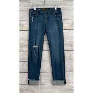 Kut from the Kloth Distressed Asher Ankle Straight Leg Jeans Women's Size 8 Blue